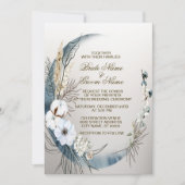 Invitation Mariage Boho White Orchid Flowers Blue Moon Party (Devant)