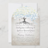 Invitation Mariage Boho Woodsy Boho en bleu et argent (Devant)