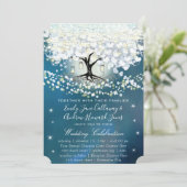 Invitation Mariage Boho Woodsy Boho en bleu et argent (Debout devant)