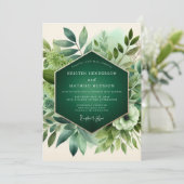 Invitation Mariage Bois Botanique Émeraude (Debout devant)