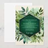 Invitation Mariage Bois Botanique Émeraude (Devant / Derrière)