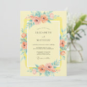 Invitation Mariage Bois de Corail Aqua Fleur (Debout devant)