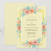 Invitation Mariage Bois de Corail Aqua Fleur (Devant / Derrière)