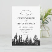 Invitation Mariage bois de pin blanc et noir personnalisé (Debout devant)