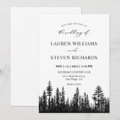 Invitation Mariage bois de pin blanc et noir personnalisé (Devant / Derrière)