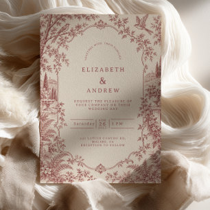 Invitation Mariage Bois de Rose Toile Française
