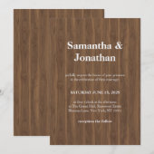 Invitation Mariage bois foncé simple (Devant / Derrière)