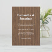 Invitation Mariage bois foncé simple (Debout devant)