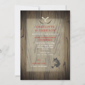 Invitation Mariage  Bois Rouge Buffalo Plaid Pays Rustique (Devant)