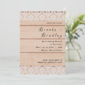 Invitation Mariage Bois Rustique & Dentelle (Debout devant)