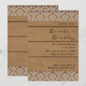 Invitation Mariage Bois Rustique & Dentelle (Devant / Derrière)