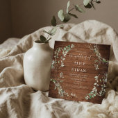 Invitation Mariage Bois Rustique Écriture Verte