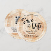 Invitation Mariage Bois Rustique Enregistrez la date avec le (Devant / Derrière)
