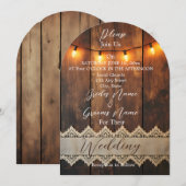 Invitation Mariage Bois Rustique et Dentelle (Devant / Derrière)
