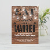 Invitation Mariage Bois Rustique Manger Boire et se Marier (Debout devant)