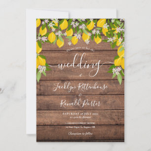 Invitation Mariage Bois Rustique Verdure Citrons
