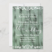 Invitation Mariage Bois Vert Rustique Blanc 2 (Devant)