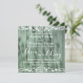 Invitation Mariage Bois Vert Rustique Blanc 2b (Debout devant)