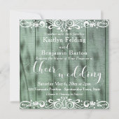 Invitation Mariage Bois Vert Rustique Blanc 2b (Devant)