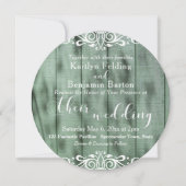 Invitation Mariage Bois Vert Rustique Fleurs en Volute 2c (Devant)