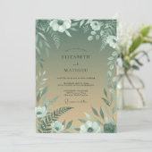 Invitation Mariage Boisé Bio Vert Mousse (Debout devant)