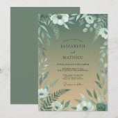 Invitation Mariage Boisé Bio Vert Mousse (Devant / Derrière)