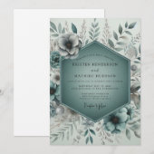 Invitation Mariage Boisé Éthéré de Teal (Devant / Derrière)
