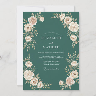 Invitation Mariage Boisé Luxueux de Couleur Verte Forestière