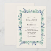 Invitation Mariage Boisé Luxuriant Vert Menthe (Devant / Derrière)
