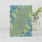 Invitation Mariage Boisé Luxuriant Vert Olive (Debout devant)