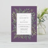 Invitation Mariage Boisé Luxuriant Violet (Debout devant)