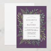 Invitation Mariage Boisé Luxuriant Violet (Devant / Derrière)