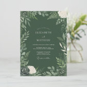 Invitation Mariage Boisé Opulent Vert Chasseur (Debout devant)