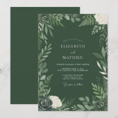 Invitation Mariage Boisé Opulent Vert Chasseur (Devant / Derrière)