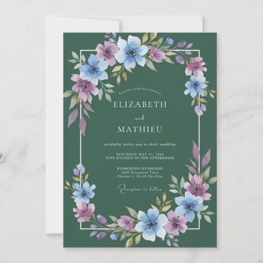 Invitation Mariage Boisé Vert Forêt Humeur (Devant)