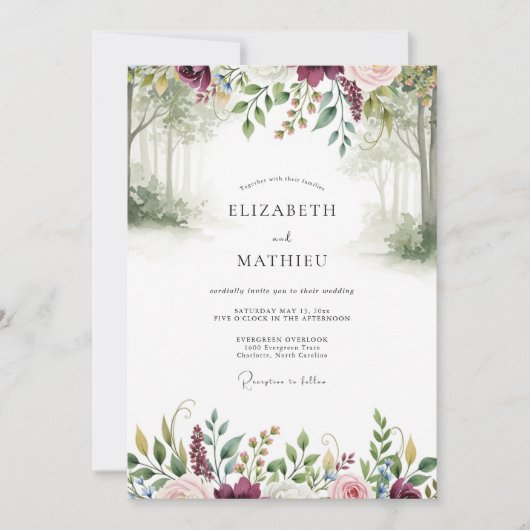Invitation Mariage boisée brumeuse de Bourgogne (Devant)
