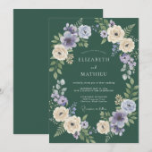 Invitation Mariage Boisée Éthérée de Vert de Forêt (Devant / Derrière)