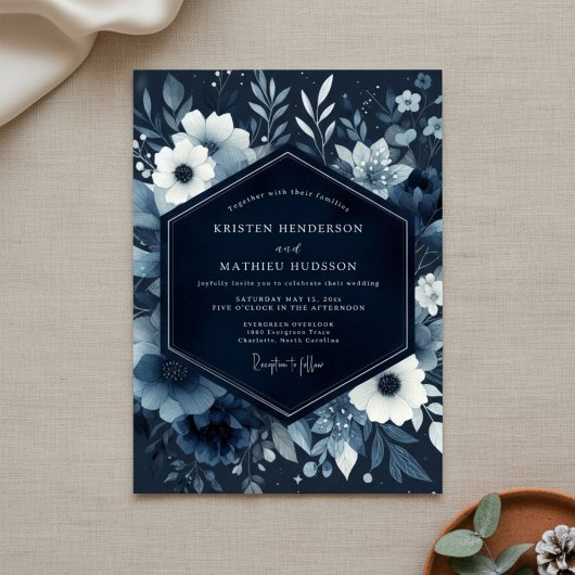 Invitation Mariage Boisée Fleur d'Indigo