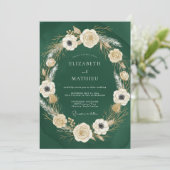 Invitation Mariage Boisée Raffiné Vert Foncé (Debout devant)
