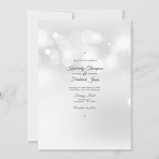 Invitation Mariage Bokeh Blanc (Devant)