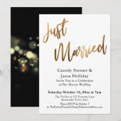 Invitation Mariage Bokeh Noir Dos Réception Or (Devant / Derrière)