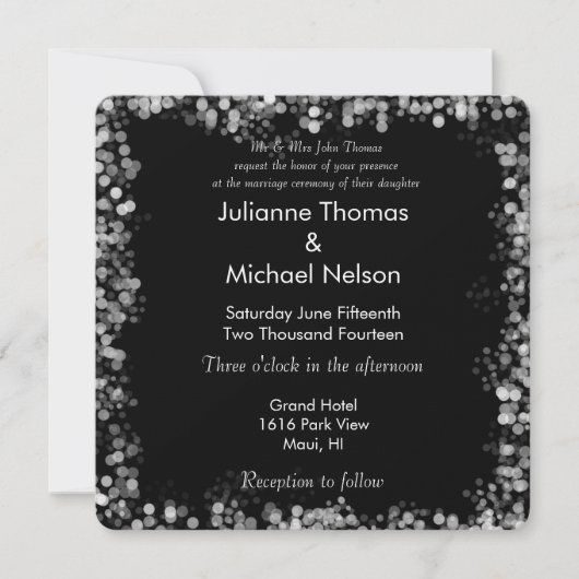 Invitation Mariage Bokeh noir et blanc (Devant)
