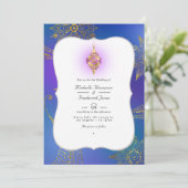 Invitation Mariage Bollywood Arabe feuille d'or Code QR RSVP (Debout devant)