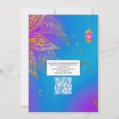 Invitation Mariage Bollywood Arabe feuille d'or Code QR RSVP (Dos)