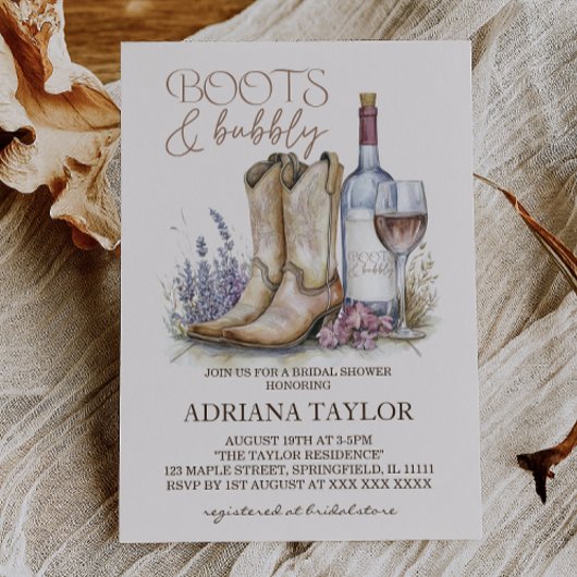 Invitation Mariage Boots and Bubbly