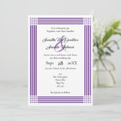 Invitation Mariage bordé de violet et blanc (Debout devant)