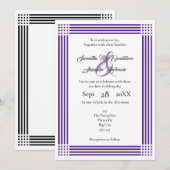 Invitation Mariage bordé de violet et blanc (Devant / Derrière)