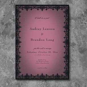 Invitation Mariage Bordeaux Bordure de Fer Gothique Victorien