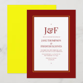 Invitation Mariage bordeaux et jaune (Devant / Derrière)