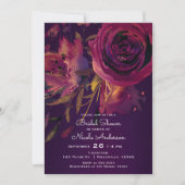 Invitation Mariage Bordeaux Fleur Rose Pourpre (Devant)